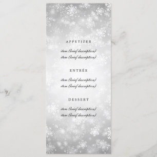 Elegant Wedding Menu Silver Winter Wonderland