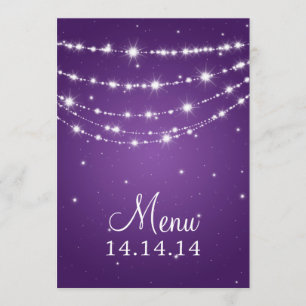 Elegant Wedding Menu Sparkling Chain Purple