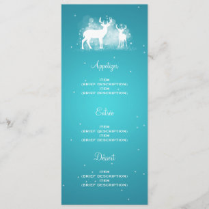 Elegant Wedding Menu Winter Deer Sparkle Turquoise