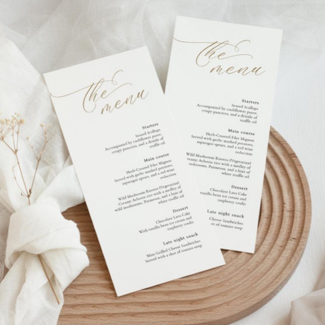 Elegant Wedding Menu with Gold Calligraphy Font (Creator Uploaded)