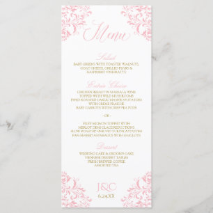 Elegant Wedding Menus   Nadine (Pink & Gold)