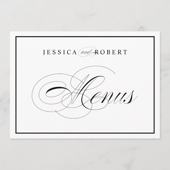 Elegant Wedding Menus Sign Black Border (Front)