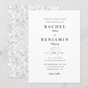 Elegant Wedding Minimal Marble Invitation