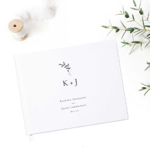 Elegant Wedding Minimal Monogram Photo Guest Book