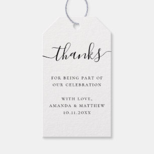Elegant Wedding Minimal Script Thank You Favour Gift Tags