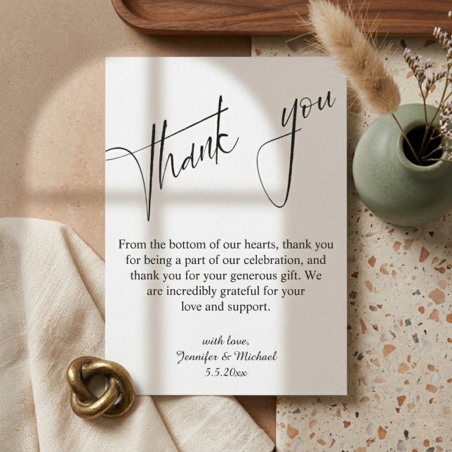 elegant wedding minimalist modern script thank you card (Creator Uploaded)