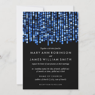 Elegant Wedding Modern Blue Lights Invitation