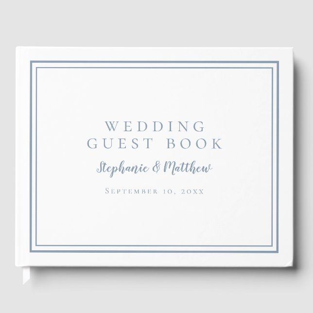 Elegant Wedding Modern Dusty Blue Guest Book (Front)