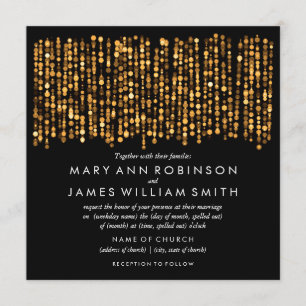 Elegant Wedding Modern Gold Lights Invitation