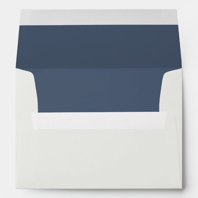 Elegant Wedding Modern Neutral Cream & Blue Envelope (Back (Bottom))