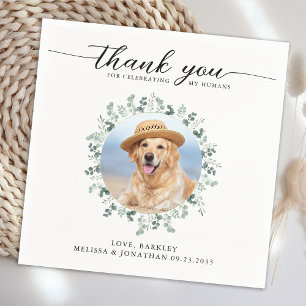 Elegant Wedding Modern Photo Dog Pet Thank You Napkin