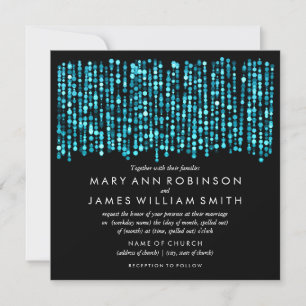 Elegant Wedding Modern Turquoise Lights Invitation