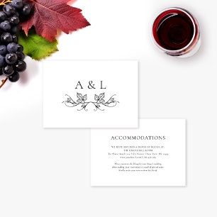 Elegant Wedding Monogram Accommodation Card 