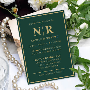 Elegant Wedding Monogram Bride And Groom Initials Invitation