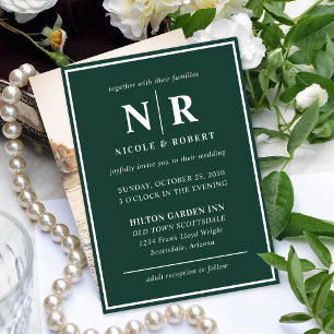 Elegant Wedding Monogram Bride And Groom Initials Invitation