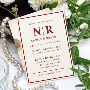 Elegant Wedding Monogram Bride And Groom Initials Invitation