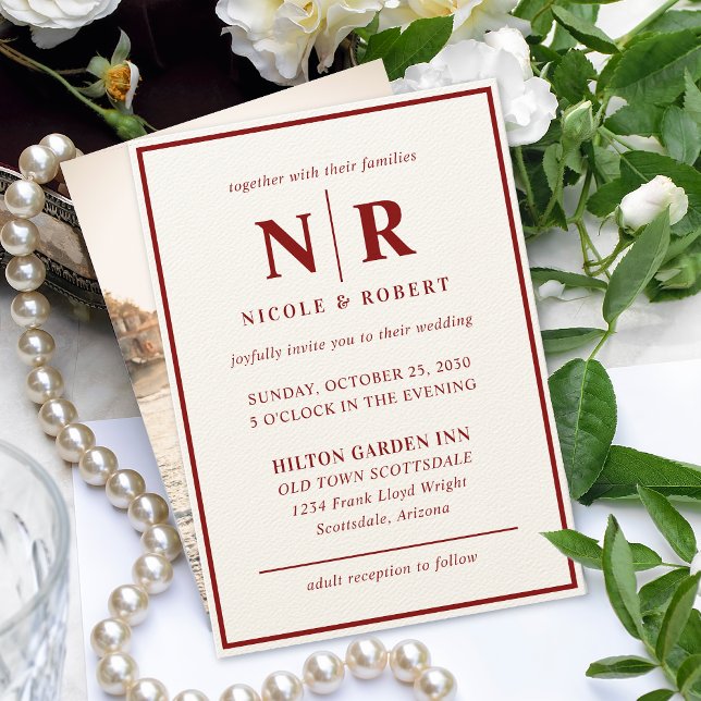 Elegant Wedding Monogram Bride And Groom Initials Invitation (Creator Uploaded)
