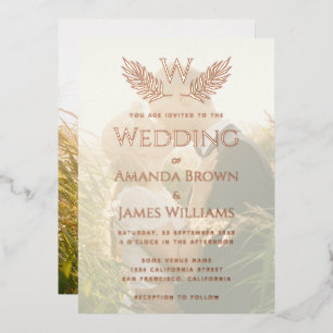 Elegant Wedding Monogram Leaves Transparent Photo 