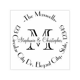 Elegant Wedding Monogram Letter Address Stamp