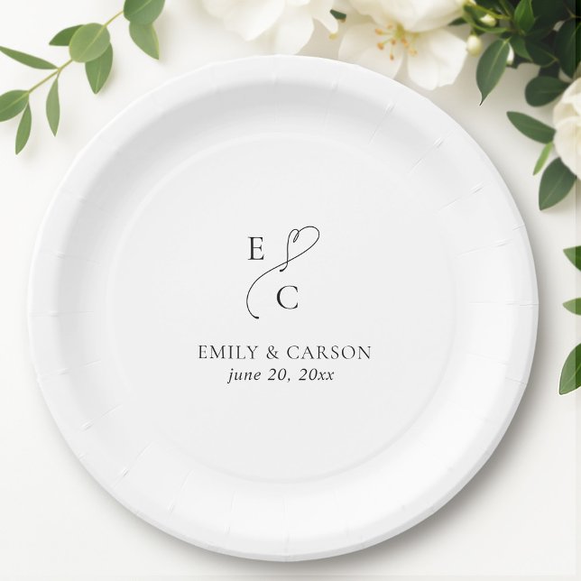 Elegant Wedding Monogram Logo Initials Paper Plate (Elegant Wedding Monogram Logo Initials Paper Plate)