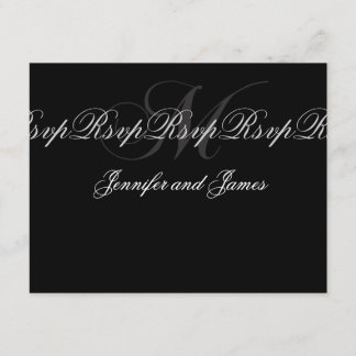 Elegant Wedding Monogram M RSVP Cards Black