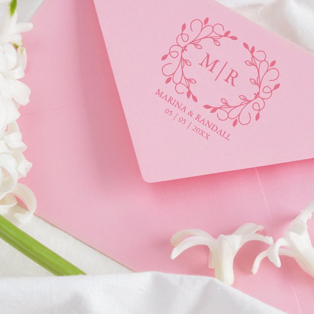 Elegant Wedding Monogram Ornament Initials Rubber Stamp (Creator Uploaded)