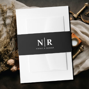 Elegant Wedding Monogram Personalised Invitation Belly Band