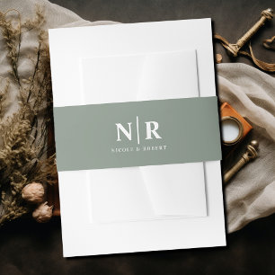 Elegant Wedding Monogram Personalised Invitation Belly Band