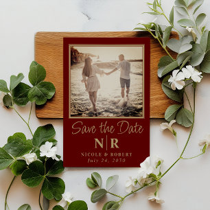 Elegant Wedding Monogram Photo Save The Date Magnetic Invitation