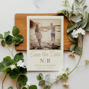 Elegant Wedding Monogram Photo Save The Date Magnetic Invitation