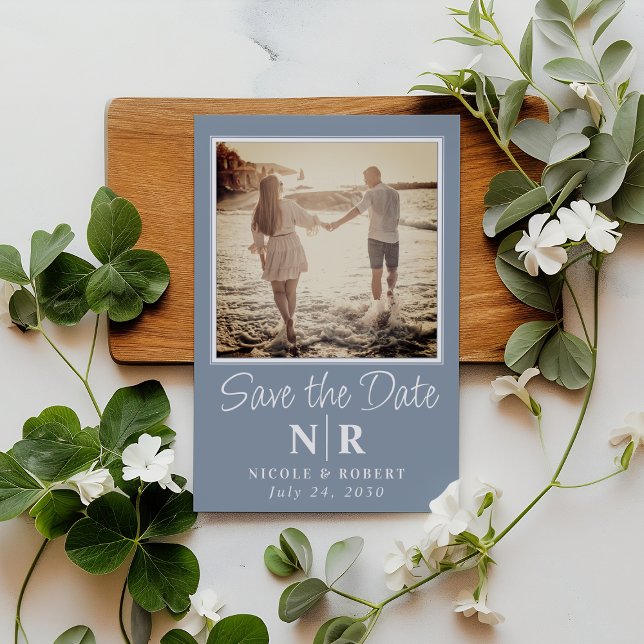 Elegant Wedding Monogram Photo Save The Date Magnetic Invitation (Creator Uploaded)