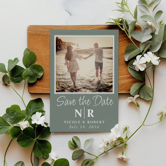 Elegant Wedding Monogram Photo Save The Date Magnetic Invitation (Creator Uploaded)
