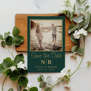 Elegant Wedding Monogram Photo Save The Date Magnetic Invitation