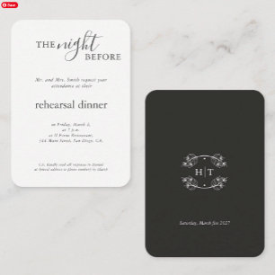 Elegant Wedding Monogram Rehearsal Dinner Enclosure Card