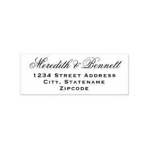 Elegant Wedding Monogram Return Address Rubber Stamp