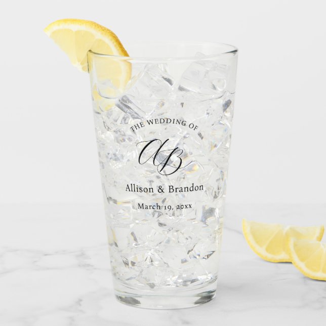 Elegant Wedding Monogram Script Custom Glass (Front Ice)
