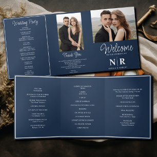 Elegant Wedding Monogram Tri-Fold Wedding Program