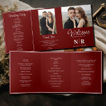 Elegant Wedding Monogram Tri-Fold Wedding Program Holiday Card<br><div class="desc">Introducing our Red And White Elegant Wedding Monogram Tri-Fold Wedding Program, a masterpiece of sophistication and functionality tailored to enhance your special day. Crafted with precision and elegance, this tri-fold wedding program exudes timeless charm with its striking red and white colour palette. The inclusion of your personalised wedding monogram adds...</div>