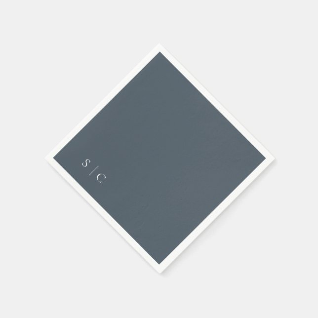 Elegant Wedding Monogrammed Muted Blue Napkin (Corner)