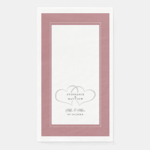 Elegant Wedding Mr & Mrs Dusty Rose Chic Hearts Napkin