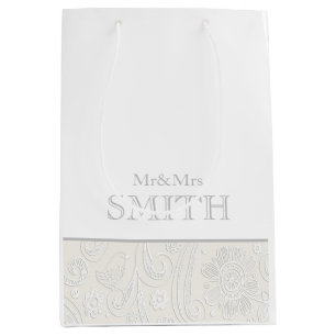 Elegant Wedding Mr&Mrs NAME Personalised Gift Wrap Medium Gift Bag