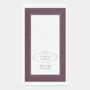 Elegant Wedding Mr & Mrs Purple Chic Hearts Dinner Napkin