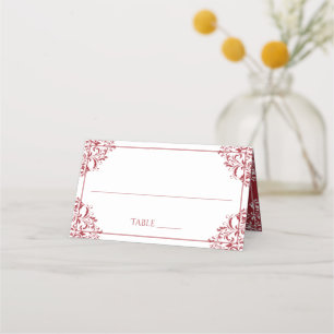 Elegant Wedding Name Cards   Nadine (Red)