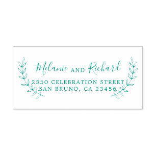 Elegant Wedding Names Botanical Return Address Self-inking Stamp