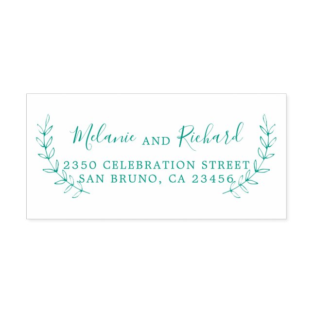 Elegant Wedding Names Botanical Return Address Self-inking Stamp (Design)