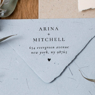 Elegant Wedding Names & Chic Heart Return Address Rubber Stamp