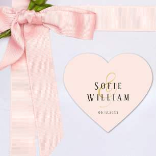 Elegant Wedding Names Date Blush Peah Sticker