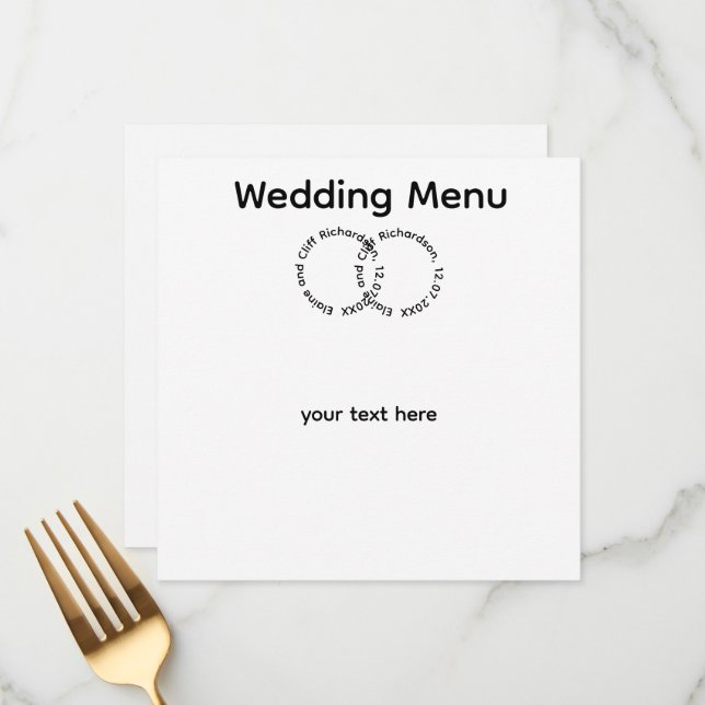 Elegant Wedding, Names,  Menu (Front/Back In Situ)