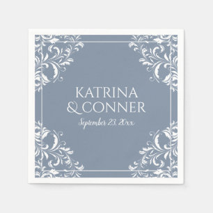 Elegant Wedding Napkins   Nadine (Dusty Blue)