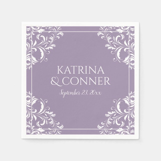 Elegant Wedding Napkins | Nadine (Lavender) (Front)